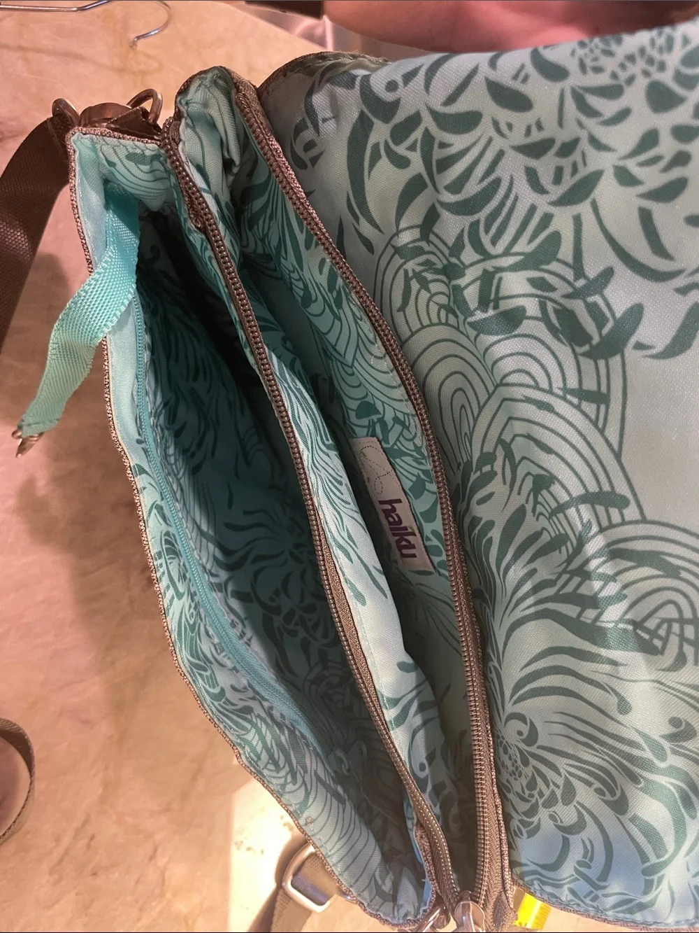 Haiku Grey Striped Crossbody Bag - Lightweight Everyday Shoulder Bag